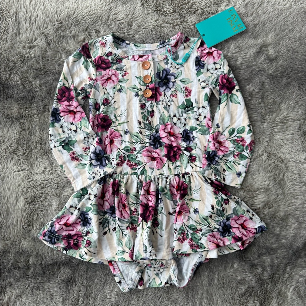 Posh Peanut Melina long sleeve floral bodysuit twirl